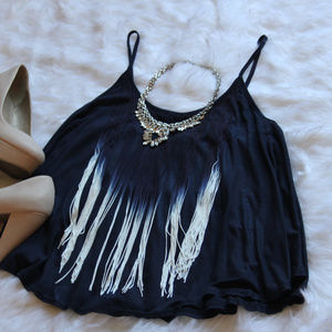 Forever 21 navy fringe ombré top